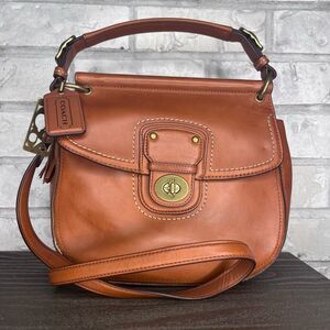 Coach Tan Leather Crossbody Bag with Gold Hardware